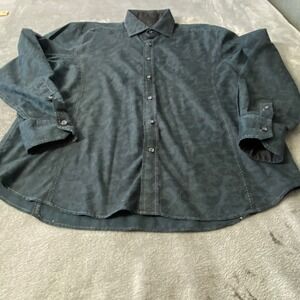 J. Campbell Button Down Mens XL Gray Paisley Jacquard Long Sleeve Pick Stitch